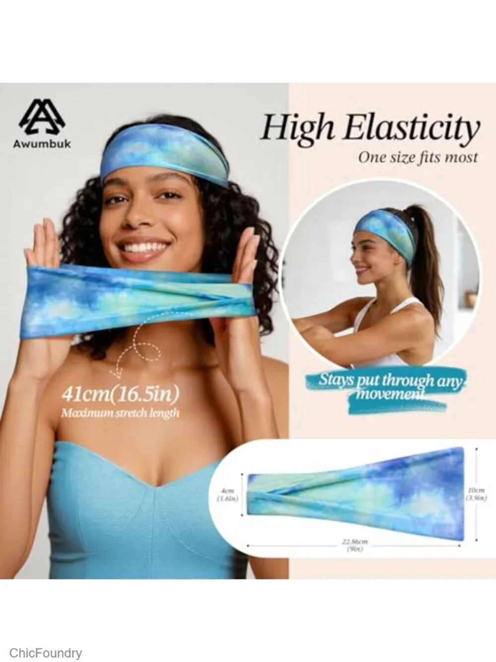 8-Pack Non-Slip Wide Headbands for Women Moisture Wicking Sports